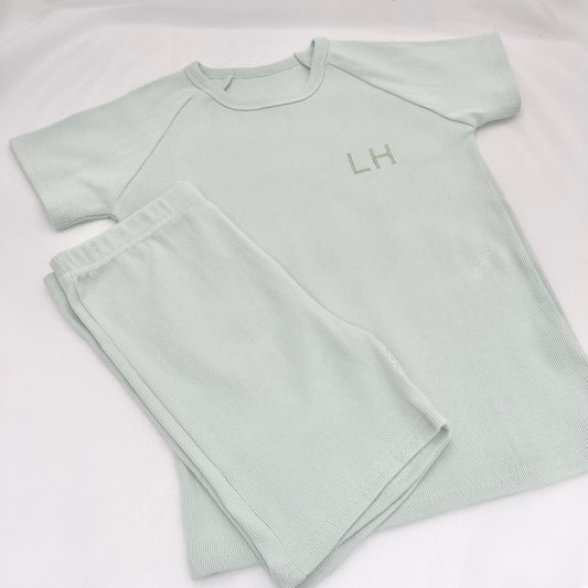 Mint Ribbed Short Set