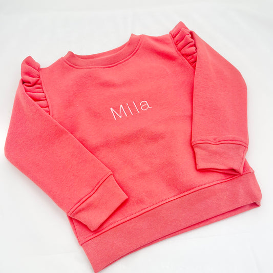 Coral Frill Sleeve Jumper