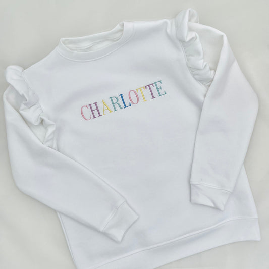 White Frill Sleeve Jumper