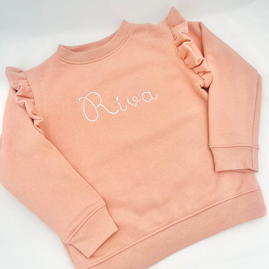 Dusty Pink Frill Sleeve Jumper